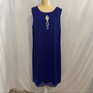 SLNY Blue Chiffon Shift Dress.  Size 18W